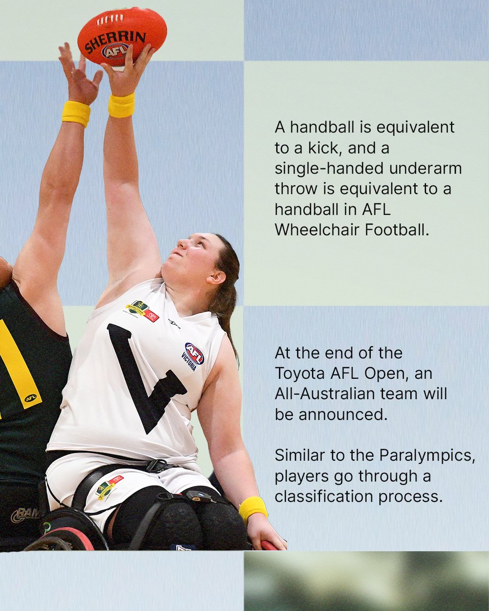 AFL's tweet photo. Seriously impressive athletes at play π
Wheelchair footy will feature at the @Toyota_Aus AFL Open, running from November 21-26.
#goodforfooty https://t.co/042a3ksaq1