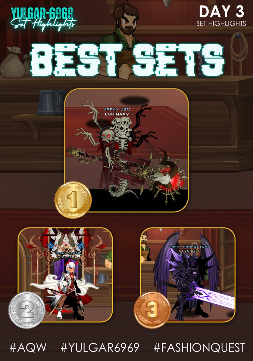 JebAQW's tweet photo. YULGAR-6969 Set Highlights - Day 3 📸
Those who reach🏅10 medals shall receive LEGION PALADIN CODE:
Skull crater - 1/10🏅
Loaldexx - 1/10🏅
JSV - 1/10🏅
#AQW #YULGAR6969 #FASHIONQUEST https://t.co/4UtvMDHDGg