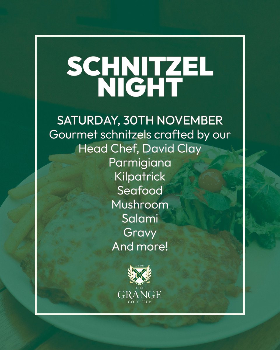 🌟 Schnitzel Night – Saturday, 30th November! 🌟
🍗 Gourmet schnitzels crafted by our amazing Head Chef, David Clay
🍻 A complimentary drink with your meal
Book your table now to avoid missing out, call (08) 8355 7100
