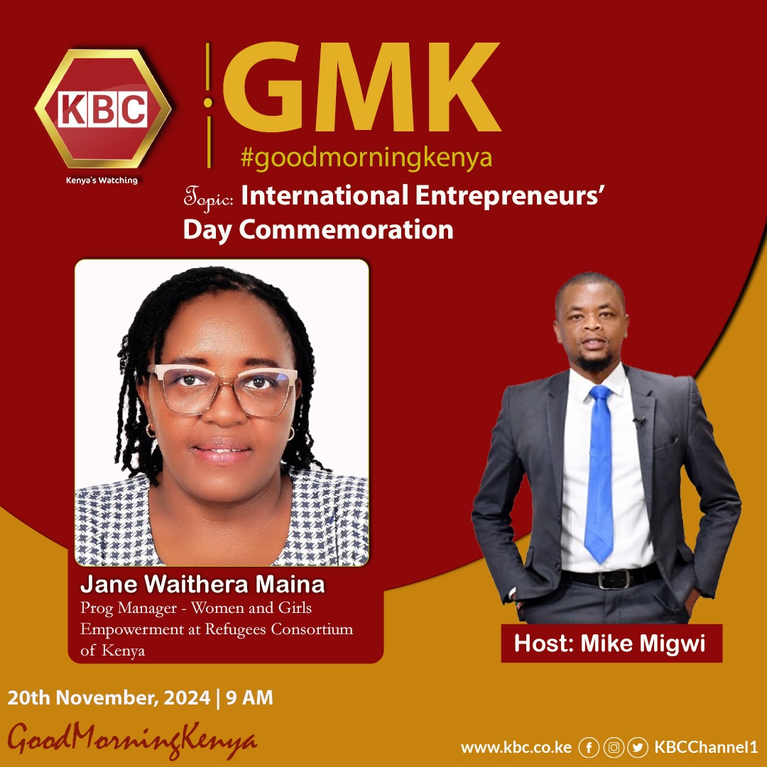 Refugee Consortium of Kenya (RCK) (@rckkenya) on Twitter photo 📢 Happening Today at 9 AM.
Join <a href="/RCKKenya/">Refugee Consortium of Kenya (RCK)</a> <a href="/JaneWaitheraMa1/">Jane Waithera Maina</a> live on <a href="/KBCTV/">KBC Channel</a> for #EntrepreneursDay2024 as we explore Social Economic Inclusion for #Refugees & Host Communities with a focus on empowering women through #Entrepreneurship.
<a href="/IKEAFoundation/">IKEAfoundation</a>
#WomenEntrepreneursDay2024 📢 Happening Today at 9 AM.
Join <a href="/RCKKenya/">Refugee Consortium of Kenya (RCK)</a> <a href="/JaneWaitheraMa1/">Jane Waithera Maina</a> live on <a href="/KBCTV/">KBC Channel</a> for #EntrepreneursDay2024 as we explore Social Economic Inclusion for #Refugees & Host Communities with a focus on empowering women through #Entrepreneurship.
<a href="/IKEAFoundation/">IKEAfoundation</a>
#WomenEntrepreneursDay2024