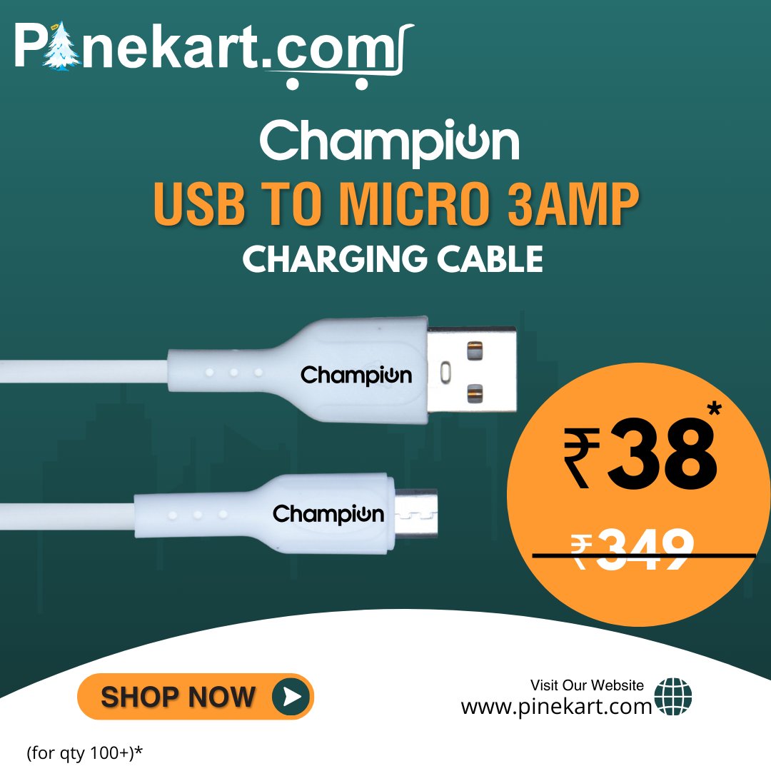 PineKart's tweet image. Champion USB to Micro 3Amp Data Sync &amp;amp; Charging Cable
Click to buy now - surl.li/shomkt
#USBtoMicroCable
#3AmpFastCharging
#MicroUSBCable
#DataSyncCable
#AndroidAccessories
#ChampionCable
#FastCharge
#ChargeAndSync
#TechAccessories
#1MeterCable #DailyCharging