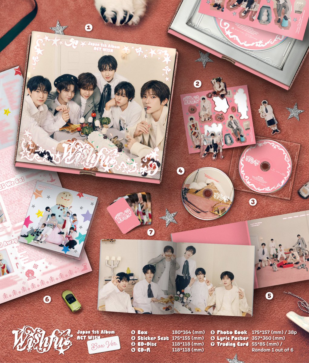 nctwishofficial's tweet photo. NCT WISH 【WISHFUL - Japan 1st Album】 Album Details ＜初回生産限定盤／クリスマスプレゼント BOX Ver.＞

💿 Physical Album ➫ 2024.12.25 (JST/KST) 
Pre-order : https://t.co/bV9QopOuw4

#NCTWISH #WISHFUL
#NCTWISH_WISHFUL https://t.co/MqCP91BlbP