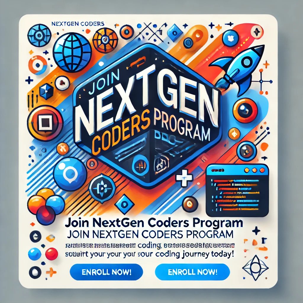 nextgencoderspr's tweet image. Here’s a promotional Instagram post design for the NextGen Coders Program. Let me know if you'd like any modifications or additional elements!
#nextgencodersprogram #joinnow