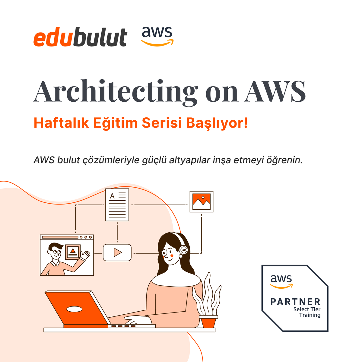 Architecting on AWS eğitimi bu hafta başlıyor! 💻 Güvenli ve ölçeklenebilir altyapılar tasarlamak için harika bir fırsat. Kayıtlar doldu, sonraki eğitimler için bizi takipte kalın! 🌟edubulut.com  #AWS #edubulut