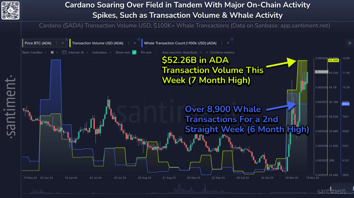 📈 Cardano is decoupled from the altcoin pack, nearly matching its 8-month  high. Its price ratio against Bitcoin is also nearing an 8-month high. The  last time we saw this level of