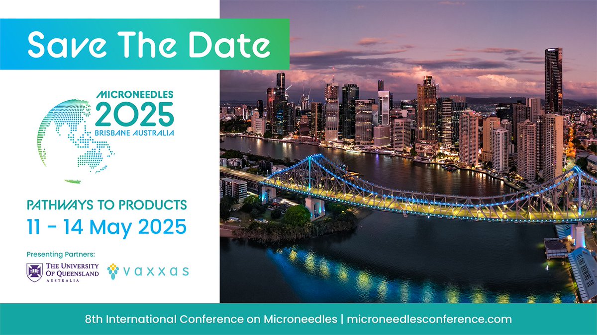 The 8th International Conference on Microneedles is coming to the Southern Hemisphere for the first time! Sun 11 – Wed 14 May 2025, Brisbane. Connect with top experts, including immunologists, vaccine researchers, engineers, and more. Info and register: microneedlesconference.com