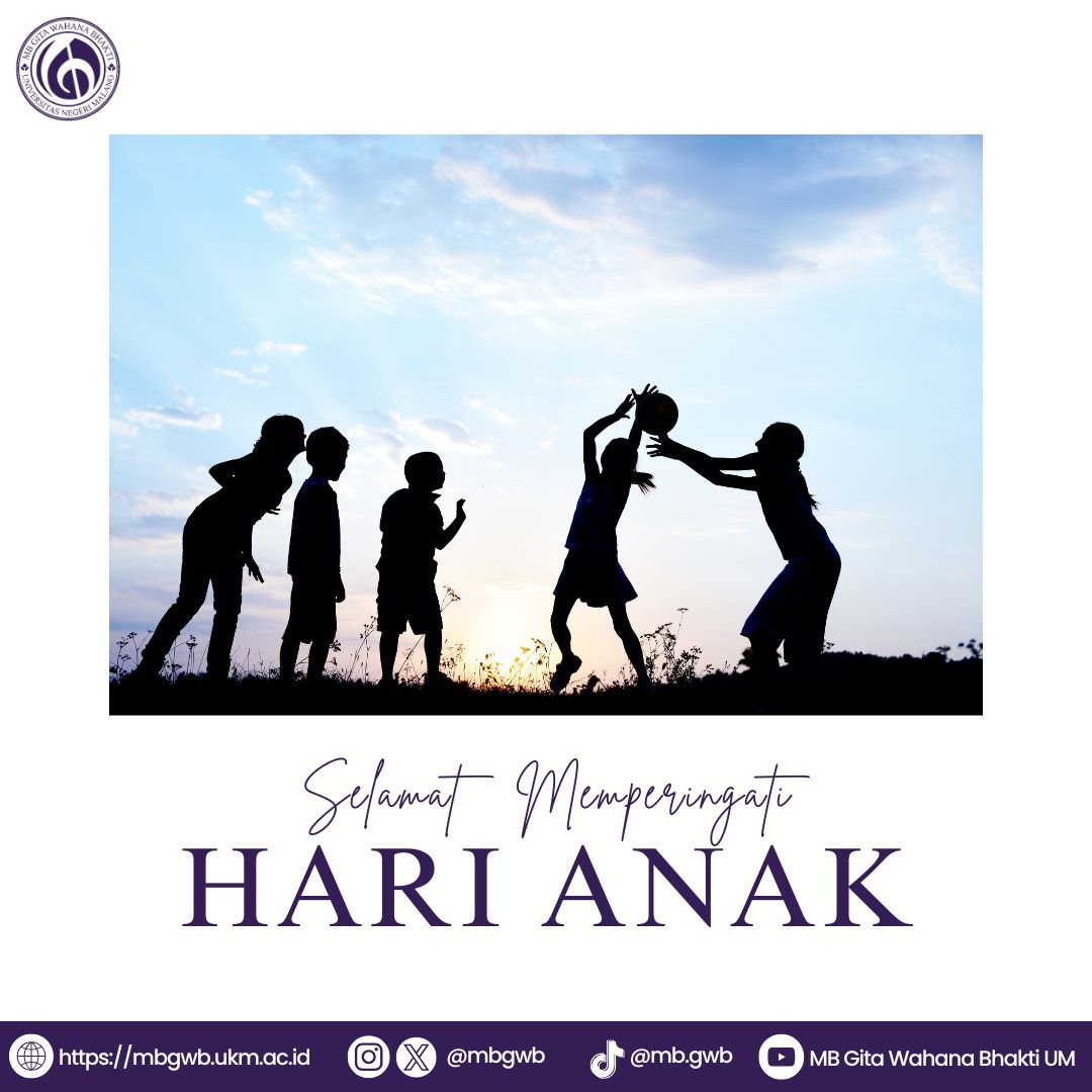 MBGWB's tweet photo. [Peringatan Hari Anak Sedunia]

Selamat Memperingati Hari Anak Sedunia ✨

Untuk semua anak di seluruh dunia, teruslah berproses dan berprogres demi terwujudnya mimpi-mimpi yang telah direncanakan💙💛

"Listen to the Future"

#MBGWB2024
#GWBSukses
#MarchingBand
#HariAnakSedunia https://t.co/n1Z9jYf6VE