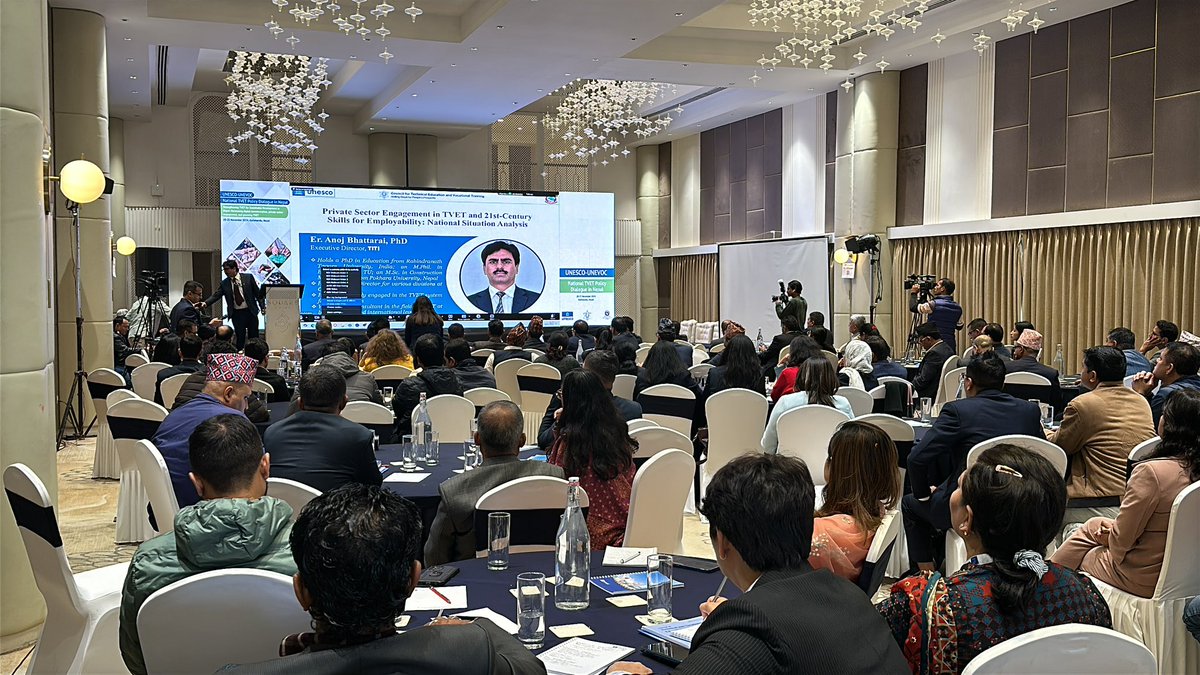 A two-day TVET Policy Dialogue in #Nepal has kicked off. 
The dialogue will
👉 Assess global &amp; national TVET trends
👉 Identify challenges &amp; opportunities
👉 Strengthen implementation strategies
👉 Promote public-private partnerships

💻Join the webinar: unesco-org.zoom.us/j/85710838051?…