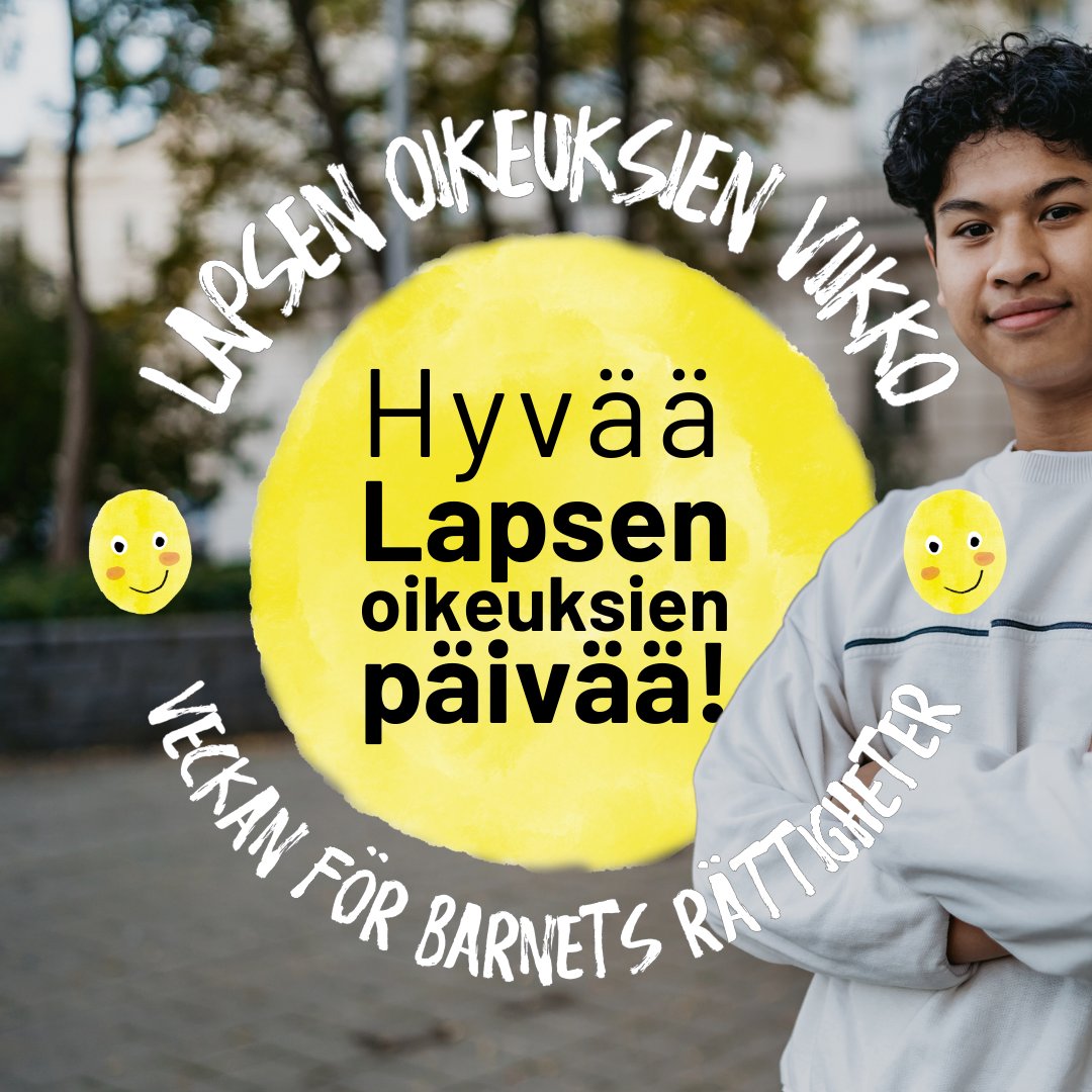 Liput liehumaan: hyvää Lapsen oikeuksien päivää! 🇫🇮💛

☝️On aikuisten velvollisuus huolehtia siitä, että lapsen oikeudet toteutuvat ja että lapsilla ja nuorilla on uskoa omaan tulevaisuuteensa.
Tänään ja aina!
#LapsenOikeudet #LapsenOikeuksienPäivä #SaanOppia #SaatOppia