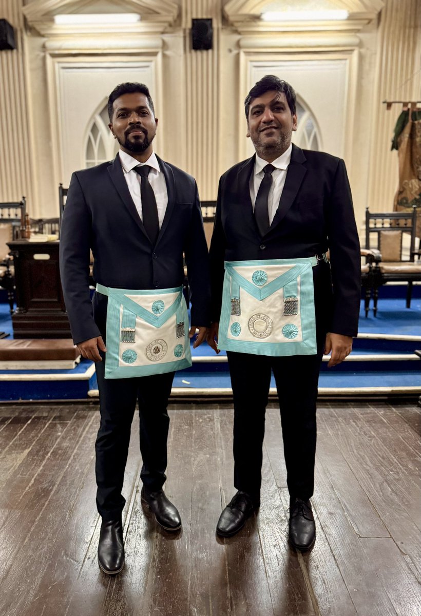 At the regular meeting of Lodge St. George No. 549, we conducted the raising ceremony of Bro. Anton Arputhanayagam and Bro. Neeraj Bahal to the sublime degree of Master Mason. A proud moment for the brethren as they continue their Masonic journey together! #Freemasonry