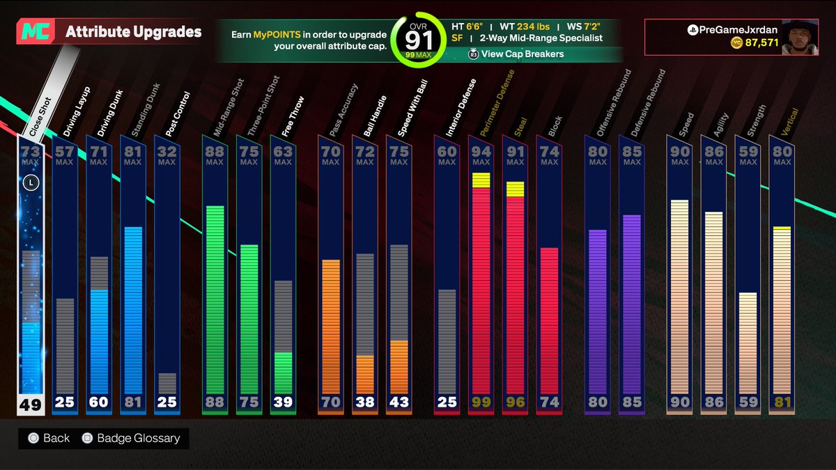 PreGameJxrdan's tweet image. V2 builds for yall 60% to v3 😤🫵🏽 #NBA2K25 #bestbuild