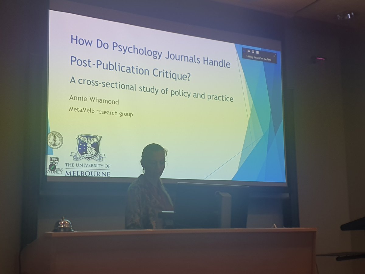 PranujanP's tweet photo. It was great to hear from @anniewham on post-publication critque policies in psychology! As noted, the journal infrastructure around post publication critque needs a lot more work. #AIMOS2024 https://t.co/DnUgwGpkiD