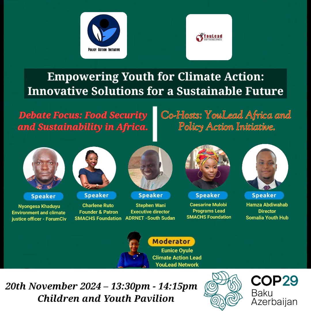 🌍As world leaders unite at <a href="/COP29_AZ/">COP29 Azerbaijan</a>, in solidarity for a green world, we are excited to share that the YouLead Climate Network, in conjunction with <a href="/policyguild/">Pamoja Youth Action</a> will co-host a debate on the sidelines of #COP29Azerbaijan

📌The YouLead Climate Network is delivered in partnership