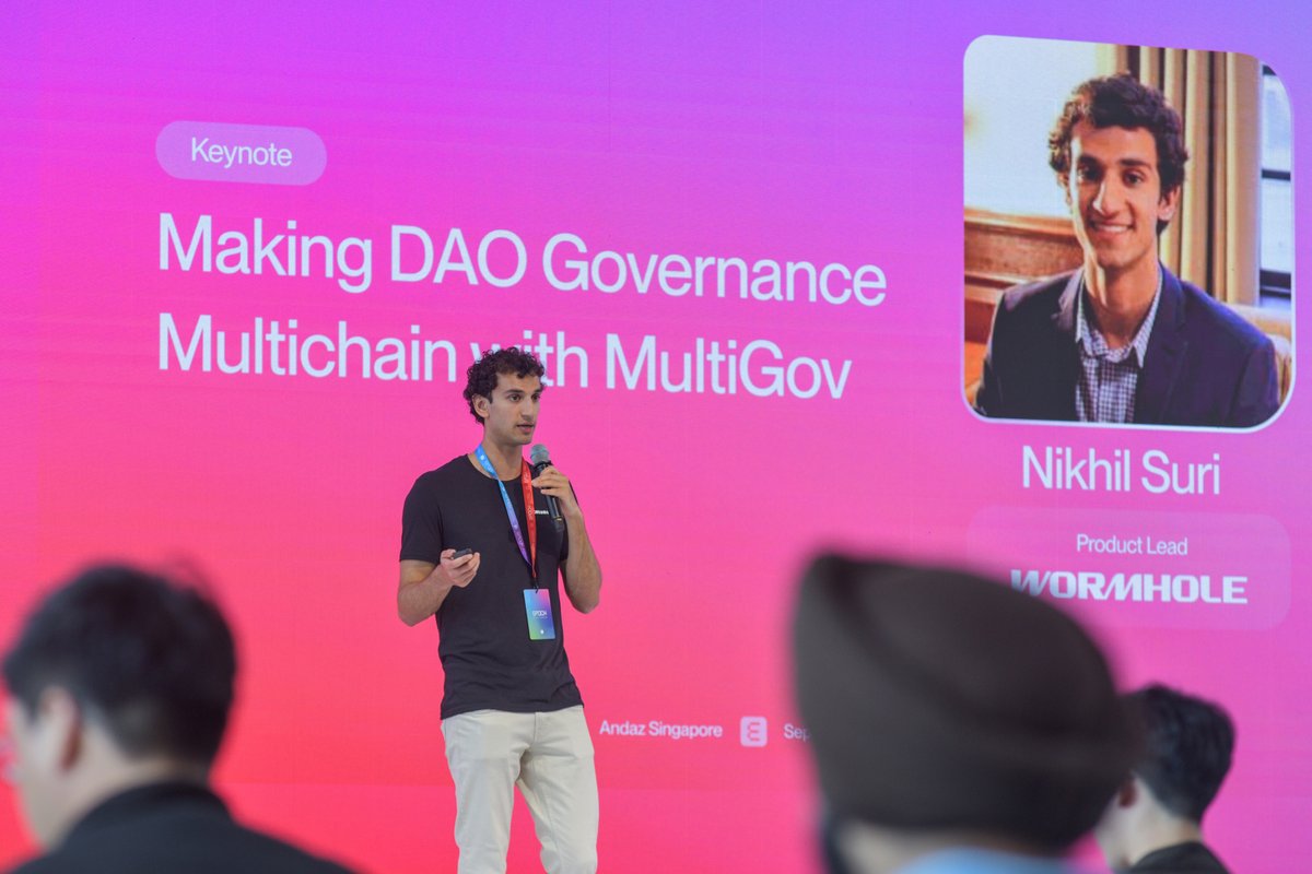 Epoch (@epochsummit) on Twitter photo 🕳<a href="/nsuri_/">Nikhil Suri</a>  , Product Lead at <a href="/WormholeFdn/">Wormhole Foundation</a>  , shared insights in a keynote titled 'Making DAO Governance Multichain with MultiGov.’ at Epoch Singapore. #Epoch2024
▶️ Watch the full presentation here: youtu.be/dfLyBy3fvVo 🕳<a href="/nsuri_/">Nikhil Suri</a>  , Product Lead at <a href="/WormholeFdn/">Wormhole Foundation</a>  , shared insights in a keynote titled 'Making DAO Governance Multichain with MultiGov.’ at Epoch Singapore. #Epoch2024
▶️ Watch the full presentation here: youtu.be/dfLyBy3fvVo
