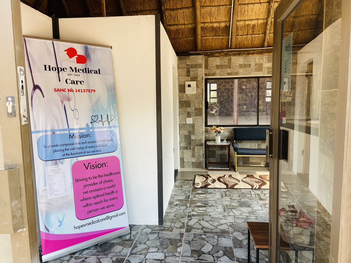 Good Morning . Please note that our clinic Hope Medical is open daily and we also accept medical aid . Do contact me for your appointment. 

Na vhala vhau shavha malofha avho atshi dzhiwa hayani , avhade ngeno riite tshiphiri 😊

Please share for me 👏🏽