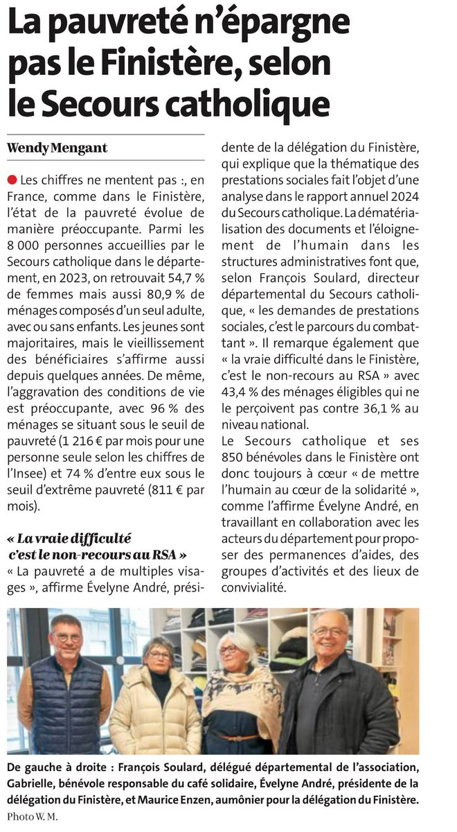 « la vraie difficulté dans le Finistère, c’est le non-recours au RSA » avec 43,4 % des ménages éligibles qui ne le perçoivent pas contre 36,1 % au niveau national. ⁦<a href="/LeTelegramme/">Le Télégramme</a>⁩