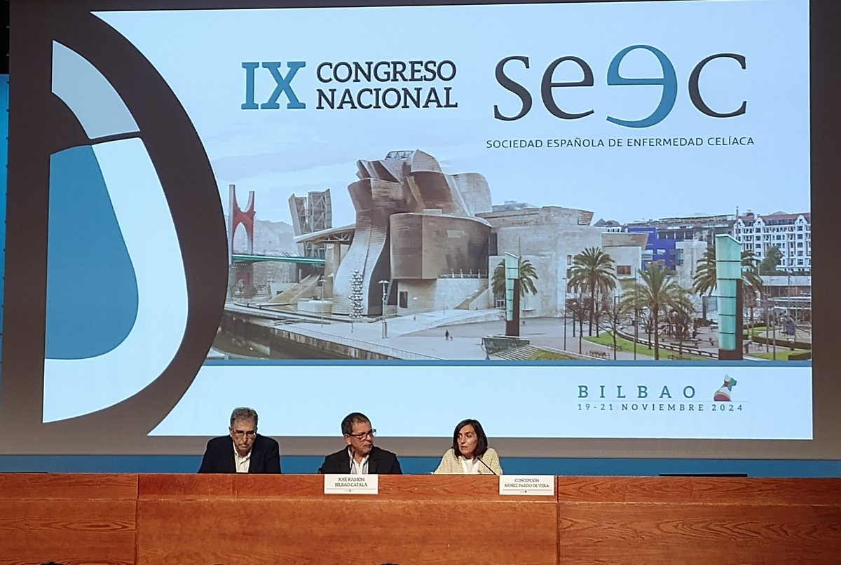 seeceliaca's tweet photo. Inauguración IX Congreso Nacional de la @seeceliaca en Bilbao

Magnífica conferencia inaugural de @FBarrosLab sobre Trigo no inmunogenico

🌾🍞Pan de trigo para los celíacos en un futuro próximo? https://t.co/HacPrpUwBq