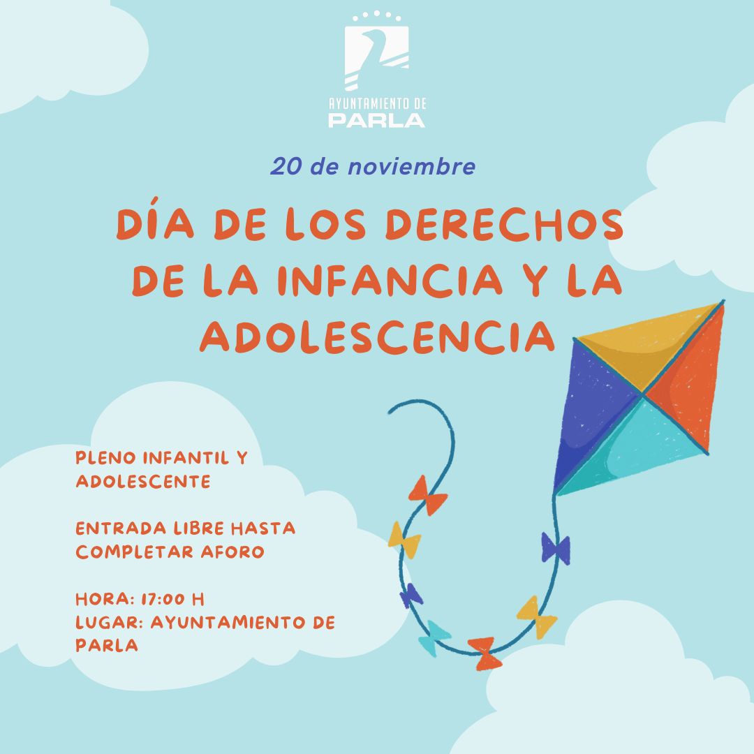 El Ayuntamiento de #Parla conmemora hoy 20 de noviembre👧👶🏿👦🏻 Día de los derechos de la infancia y la adolescencia celebrando Pleno infantil y adolescenteℹ️🏦17:00 h Casa Consistorial, entrada libre.

<a href="/AytoParlaOrbita/">Infancia y Adolescencia en Órbita</a> <a href="/issama_avila/">Isabel Ávila</a>
