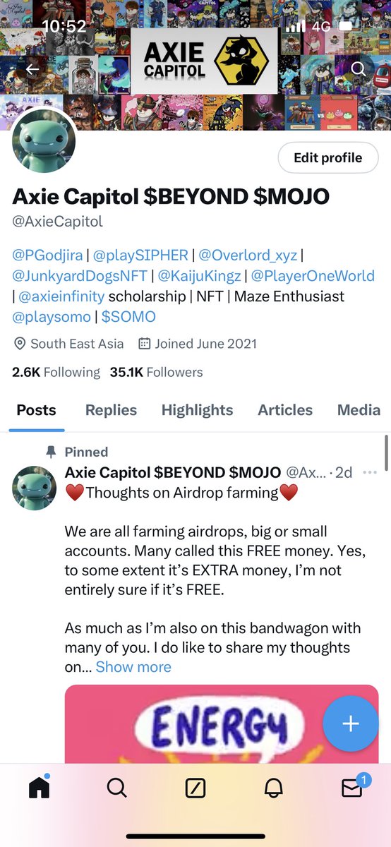 X suspended my previous account without warning. Had 35k followers and it all went to zero. 

I show up every day and slowly building up my account. If you love to support me, give me a follow. Cheers!