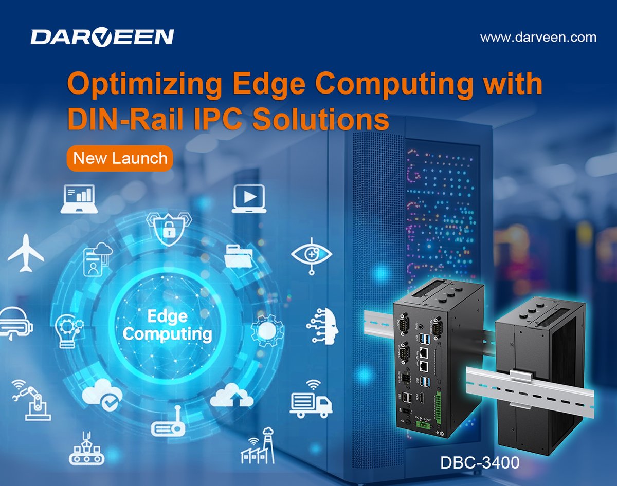 DarveenTechnol2's tweet image. The DBC-3400 DIN-Rail IPC features an Intel® Elkhart Lake Celeron® J6412/Core™ i3/i5/i7 processor, along with 5x COM ports, 2x LAN ports, 6x USB ports, and 1x HDMI output. 

Learn more:
darveen.com/product/dbc-34…

#Darveen #DinRailComputers #EdgeComputingSolutions #industrialboxpc