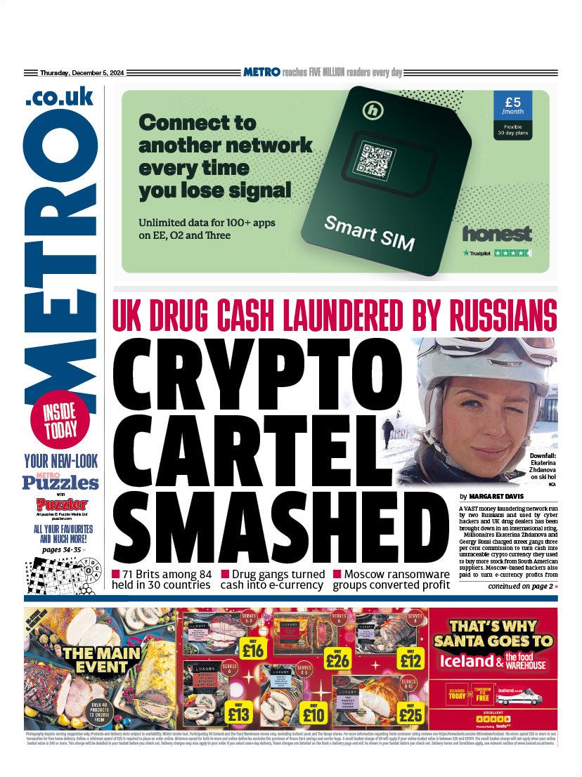 METRO: Crypto Cartel Smashed #TomorrowsPapersToday