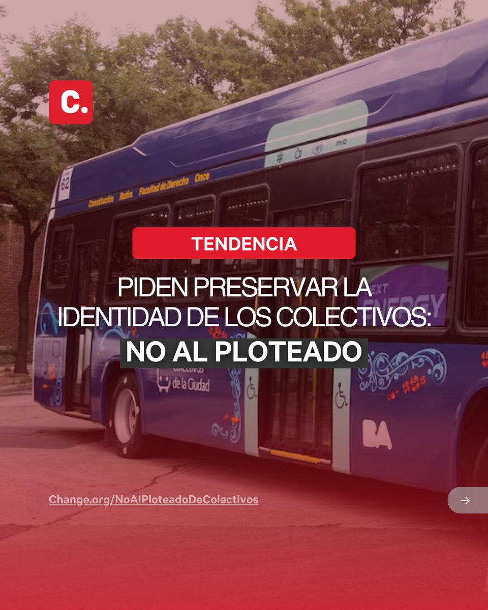 🚌 En Buenos Aires, 31 líneas de colectivos unificarán su diseño en todas sus unidades.

❗️Una petición en Change.org busca preservar los diseños originales, parte de la identidad cultural de la ciudad.

📢 Más info en Change.org/NoAlPloteadoDe…