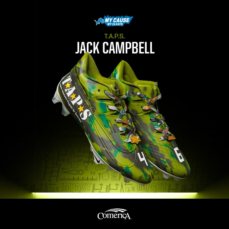 Lions's tweet photo. Check out the gallery of customized cleats some #Lions players will wear for our #MyCauseMyCleats game! 

@comericabank
