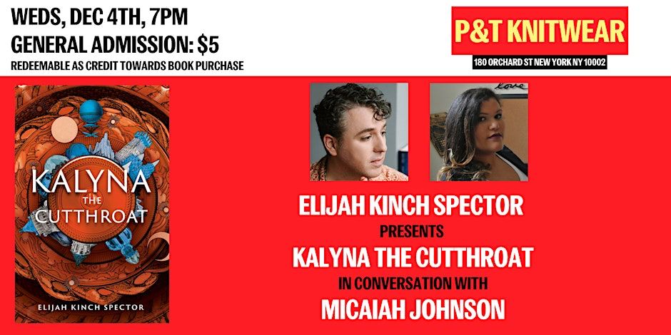 Erewhon Books (@erewhonbooks) on Twitter photo Do you love fantasy, utopian communism, queer stories & using genre to explore modern issues?
Come out to <a href="/ptknitwear/">P&T Knitwear | Books and Podcasts</a> TONIGHT at 7pm for <a href="/ElijahKSpector/">Elijah Kinch Spector</a> & <a href="/micaiah_johnson/">M(all the vowels)h</a> in conversation about KALYNA THE CUTTHROAT!
eventbrite.com/e/elijah-kinch… Do you love fantasy, utopian communism, queer stories & using genre to explore modern issues?
Come out to <a href="/ptknitwear/">P&T Knitwear | Books and Podcasts</a> TONIGHT at 7pm for <a href="/ElijahKSpector/">Elijah Kinch Spector</a> & <a href="/micaiah_johnson/">M(all the vowels)h</a> in conversation about KALYNA THE CUTTHROAT!
eventbrite.com/e/elijah-kinch…