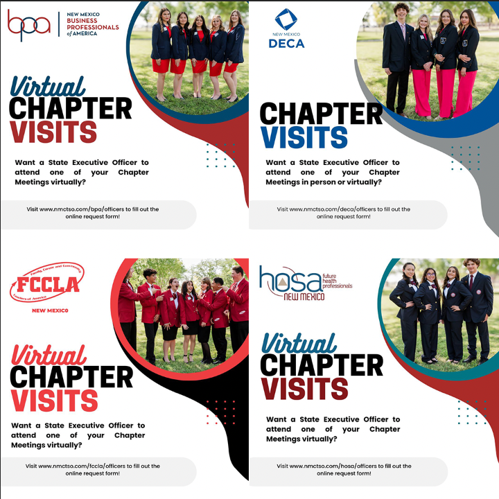 nmctlp's tweet image. Heads up, Chapter Advisors! Did you know you can request a State Officer come visit your chapter? Visit our website at nmctso.com and go to your CTSO's State Officer page to fill out the request form! Please give us at least one week notice of any event! #IAMNMCTSO