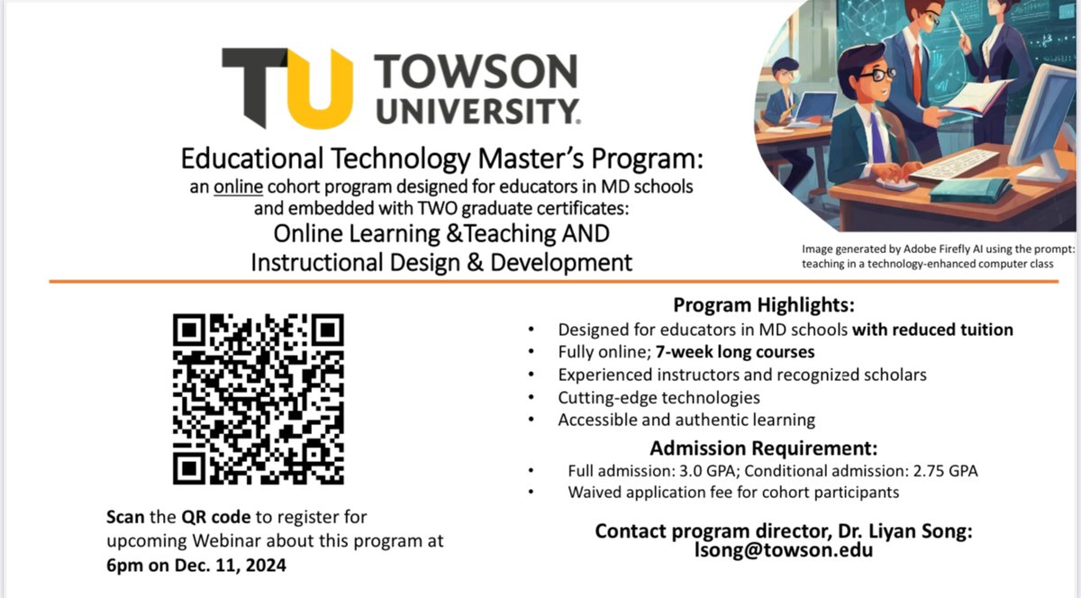 Learn more about Towson's Educational Technology Master's Program by joining the upcoming webinar! #educationaltechnology