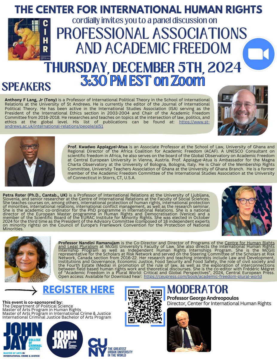 We hope you can make it to this upcoming event at the Center for International Human Rights 🌎 

Assistant to the Director of the CIHR, Maria Simonetti, is one of our own doctoral students! 👩‍🎓