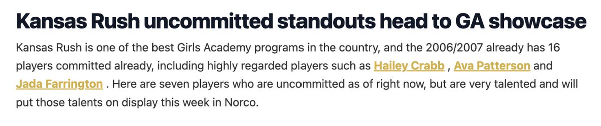 Kansas Rush GA 06/07 (@ksrushga0607) on Twitter photo Great write-up on our uncommitted players! Thanks for recognizing some of our committed talent as well (<a href="/haileycrabb_/">ᕼᗩIᒪEY ᑕᖇᗩᗷᗷ · ᴄᴇɴᴛᴇʀ ʙᴀᴄᴋ · 2026</a> <a href="/JadaFarring/">Jada Farrington</a> <a href="/avapattersonnn/">ava patterson</a> )! Check comments for detail write-ups on uncommitted players 👇. Thanks <a href="/mattsmithsoccer/">Matt Smith</a> !
🔗prepsoccer.com/2024/12/kansas… Great write-up on our uncommitted players! Thanks for recognizing some of our committed talent as well (<a href="/haileycrabb_/">ᕼᗩIᒪEY ᑕᖇᗩᗷᗷ · ᴄᴇɴᴛᴇʀ ʙᴀᴄᴋ · 2026</a> <a href="/JadaFarring/">Jada Farrington</a> <a href="/avapattersonnn/">ava patterson</a> )! Check comments for detail write-ups on uncommitted players 👇. Thanks <a href="/mattsmithsoccer/">Matt Smith</a> !
🔗prepsoccer.com/2024/12/kansas…