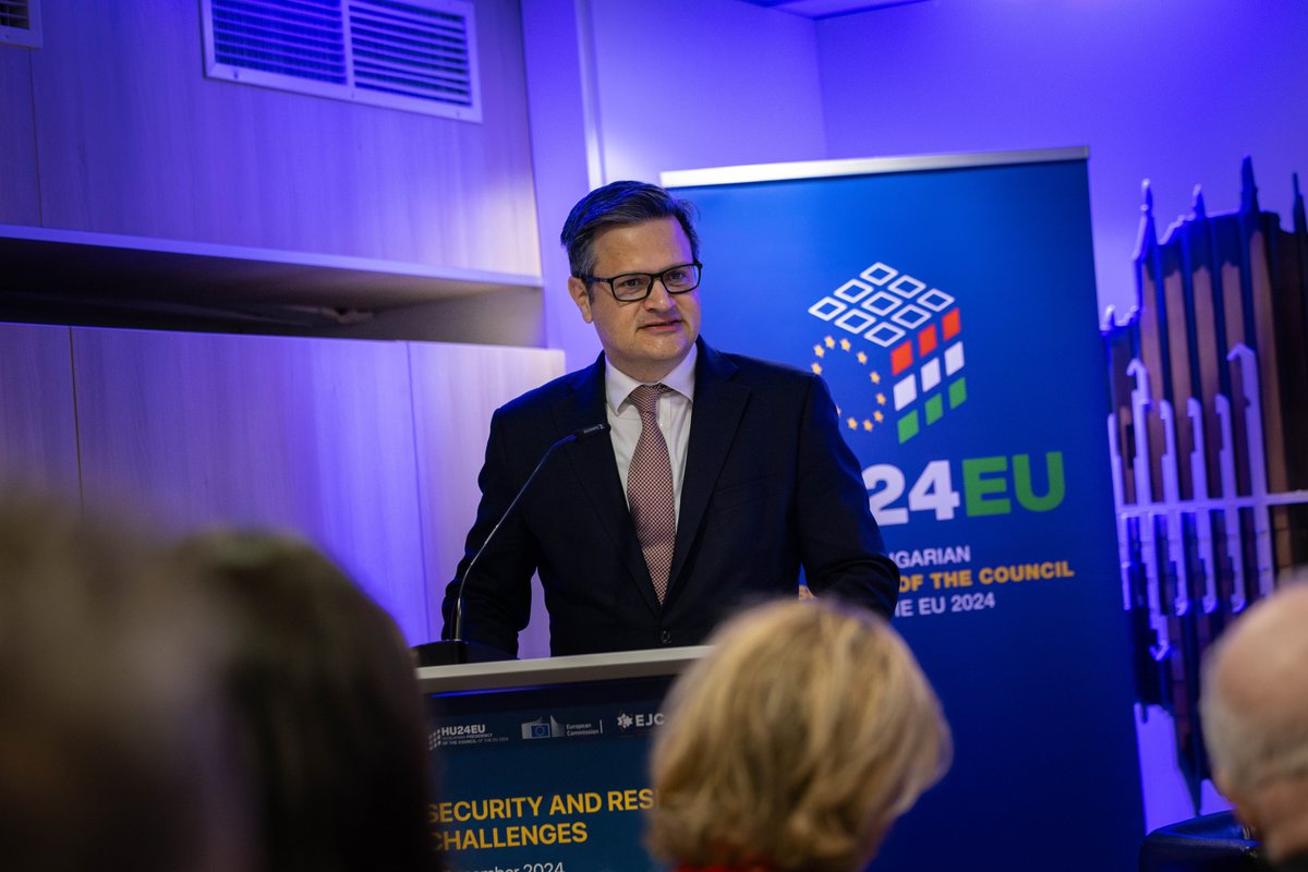WorldJewishCong's tweet photo. The security of our ✡️ Jewish communities is paramount.  

WJC w/ @HU24EU @EU_Commission & @eurojewcong convened a security conference in Brussels today focusing on the safety of Jewish communities across Europe post-October 7, bringing together public officials, security experts, and Jewish community leaders.  

The issue of Jewish security requires urgent collaboration between public authorities and Jewish leaders.