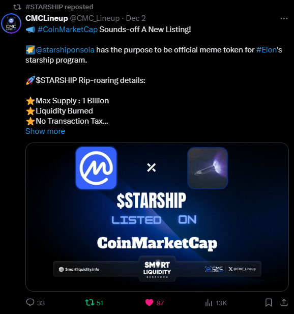 Oguttz34's tweet photo. @ZssBecker @NeoTokyoCode Target to Mars!🚀A Meme like no one else!
@starshiponsola
#ElonMusk #Mars #Starship #Starspace https://t.co/0SiAMCF4ZY