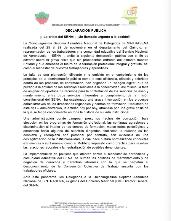 CGT Oficial Colombia tweet media