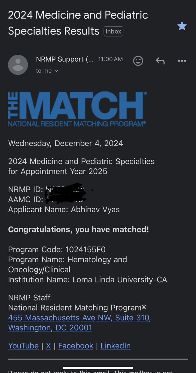 Abhinav Vyas, MD (@vyasabhinav2) on Twitter photo I am going to <a href="/LLUMedCenter/">Loma Linda U. Med Ctr</a> for my Hem-Onc Fellowship. Beyond grateful and elated to share this news. I am finally going to be a #pallonc trained physician. SoCal -HERE WE GO!!
Thank you to everyone that supported me!!
#match2024 #hematology #oncology I am going to <a href="/LLUMedCenter/">Loma Linda U. Med Ctr</a> for my Hem-Onc Fellowship. Beyond grateful and elated to share this news. I am finally going to be a #pallonc trained physician. SoCal -HERE WE GO!!
Thank you to everyone that supported me!!
#match2024 #hematology #oncology