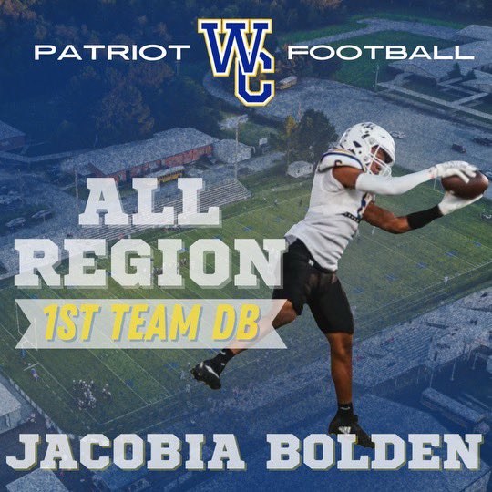 Coach Rob Stowe (@robstowe4) on Twitter photo Congratulations to Region 1st Team Defensive Back <a href="/JacobiaBolden16/">jacobia bolden</a>
39 solos, 21 assists, 3 PBU’s, 2 caused fumbles, 2 scoop scores.
Also had 514 rushing yards and 216 receiving yards
Photo credit <a href="/zeke_best/">Zeke Best</a>
Graphic credit <a href="/elijah_stowe/">elijah stowe</a> Congratulations to Region 1st Team Defensive Back <a href="/JacobiaBolden16/">jacobia bolden</a>
39 solos, 21 assists, 3 PBU’s, 2 caused fumbles, 2 scoop scores.
Also had 514 rushing yards and 216 receiving yards
Photo credit <a href="/zeke_best/">Zeke Best</a>
Graphic credit <a href="/elijah_stowe/">elijah stowe</a>