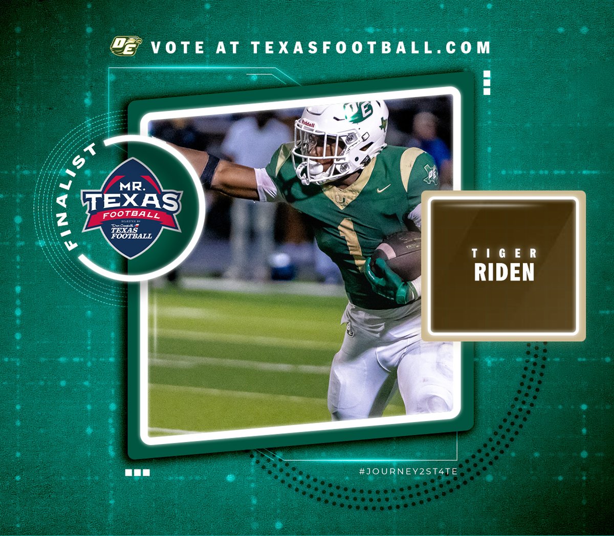 Do you think DeSoto RB Deondrae "Tiger" Riden should be this year’s Mr. Texas Football Player of the Year?

Vote for him ➡️ : texasfootball.com/mr-texas-footb…

<a href="/dctf/">Dave Campbell's Texas Football — TexasFootball.com</a> | #dctf #txhsfb