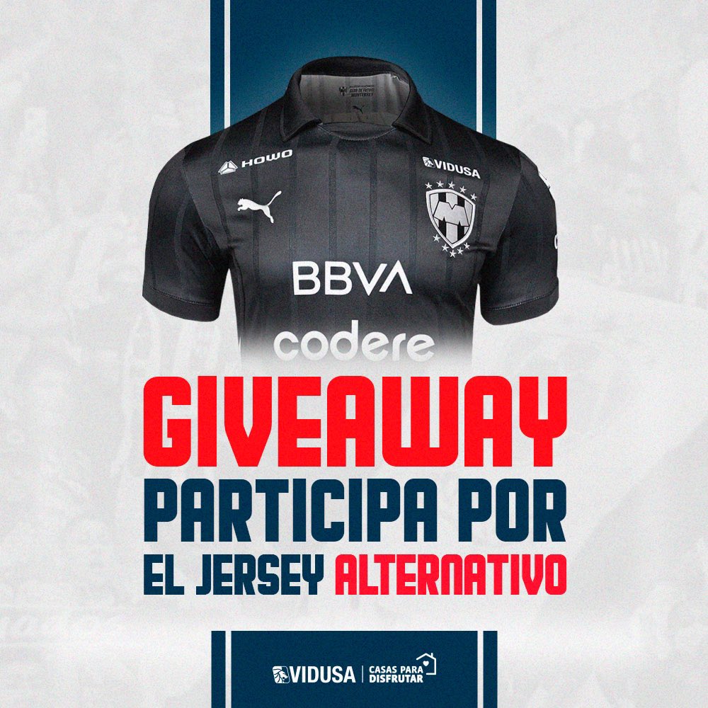 vidusacasas's tweet photo. ¡Gana el jersey alternativo de @Rayados! 😎

📲 Sigue nuestra cuenta @vidusacasas 
🔁 RT
👥 Menciona a un amigo 
*El mencionado también nos deberá seguir 

El ganador se dará a conocer el 19 de diciembre . 

*Aplica restricciones https://t.co/TNNP5LC6SN