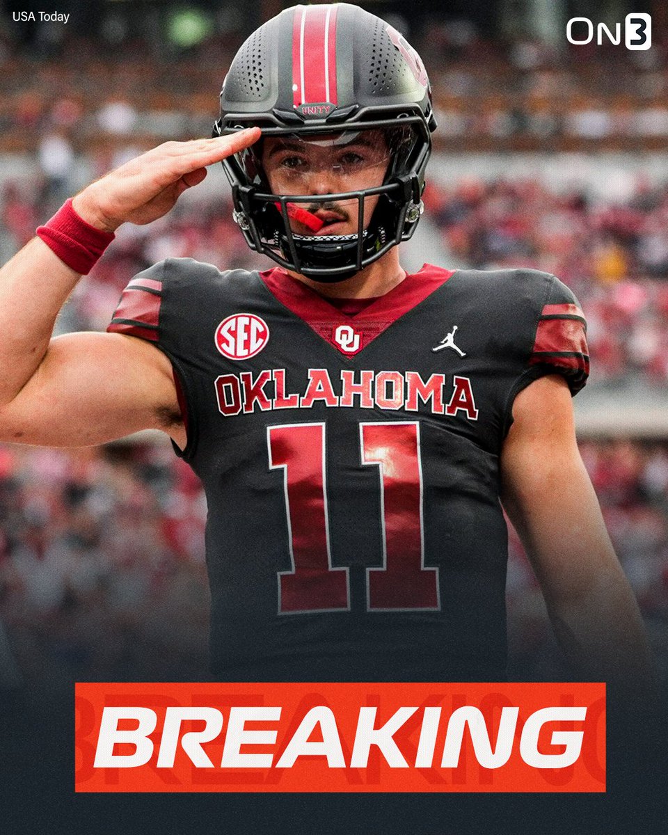 On3's tweet photo. BREAKING: Oklahoma QB Jackson Arnold plans to enter the NCAA Transfer Portal, per ESPN👀

https://t.co/P7jCtf1ib3