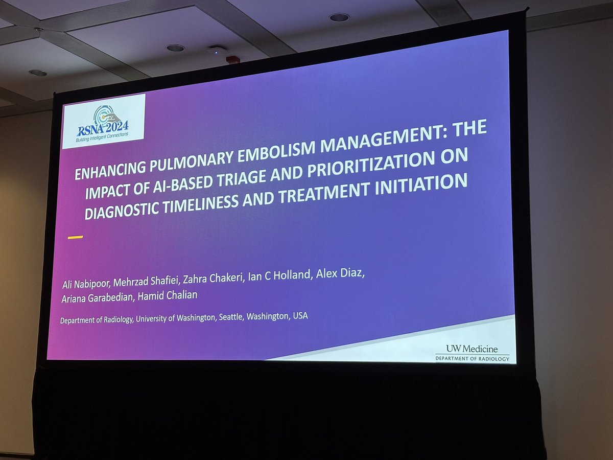 Hamid Chalian (@hamidchalianmd) on Twitter photo Our <a href="/AliNabipoorMD/">Ali Nabipoor</a> sharing our experience on using AI in clinical practice focused on the effect of AI on time-to-treatment of PE. <a href="/UWRadiology/">UW Radiology</a> <a href="/RSNA/">RSNA</a> #RSNA24 Our <a href="/AliNabipoorMD/">Ali Nabipoor</a> sharing our experience on using AI in clinical practice focused on the effect of AI on time-to-treatment of PE. <a href="/UWRadiology/">UW Radiology</a> <a href="/RSNA/">RSNA</a> #RSNA24