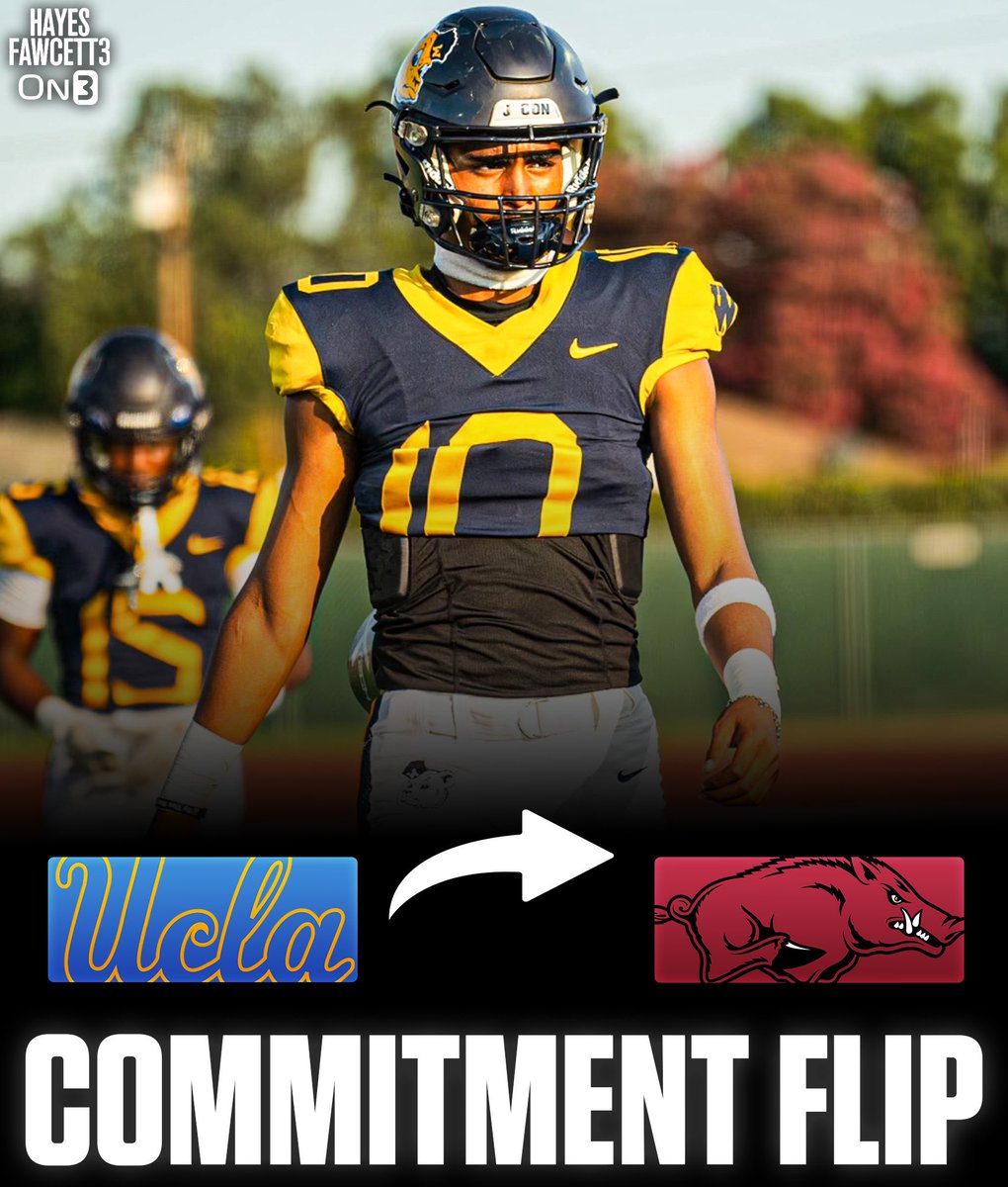 Hayes Fawcett (@hayesfawcett3) on Twitter photo BREAKING: Four-Star QB Madden Iamaleava has Flipped his Commitment from UCLA to Arkansas, he tells me for <a href="/on3recruits/">Follow @Rivals</a>
The 6’3 195 QB had been Committed to the Bruins since May
Younger brother of Tennessee QB Nico Iamaleava
“SEC we here.”
on3.com/db/madden-iama… BREAKING: Four-Star QB Madden Iamaleava has Flipped his Commitment from UCLA to Arkansas, he tells me for <a href="/on3recruits/">Follow @Rivals</a>
The 6’3 195 QB had been Committed to the Bruins since May
Younger brother of Tennessee QB Nico Iamaleava
“SEC we here.”
on3.com/db/madden-iama…