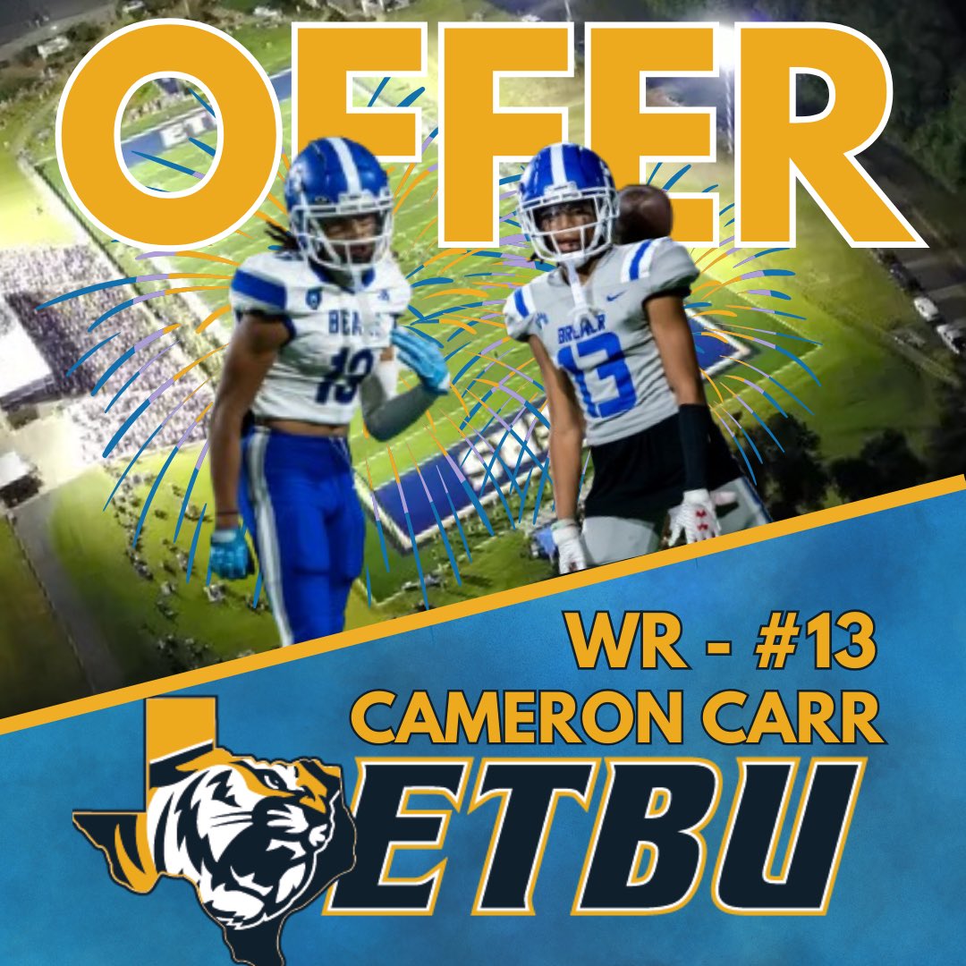 Brewer Football (@brewerhsfb) on Twitter photo Congratulations to our guy <a href="/CameronCarr2025/">Cameron Charlie Carr</a> on receiving his first opportunity to further his academic and athletic career from ETBU!
#STILLFamily | #RecruitBrewer 🔵⚪️ Congratulations to our guy <a href="/CameronCarr2025/">Cameron Charlie Carr</a> on receiving his first opportunity to further his academic and athletic career from ETBU!
#STILLFamily | #RecruitBrewer 🔵⚪️