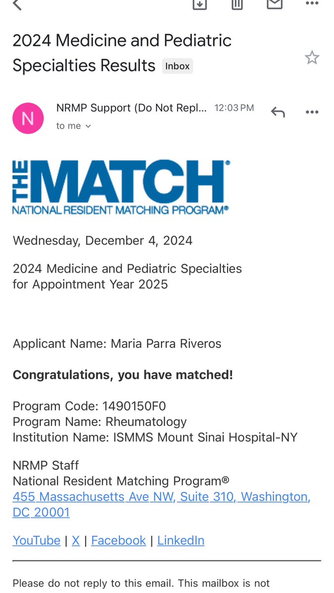 Gabriela Parra, MD (@gabrielaparramd) on Twitter photo I’m going to be a Rheumatologist!!! 😭 So excited to share that I matched at my dream program!! Can’t wait to join <a href="/MSRheumatology/">The Division of Rheumatology at Mount Sinai</a> 🙌🏼 #FellowshipMatch2024 I’m going to be a Rheumatologist!!! 😭 So excited to share that I matched at my dream program!! Can’t wait to join <a href="/MSRheumatology/">The Division of Rheumatology at Mount Sinai</a> 🙌🏼 #FellowshipMatch2024