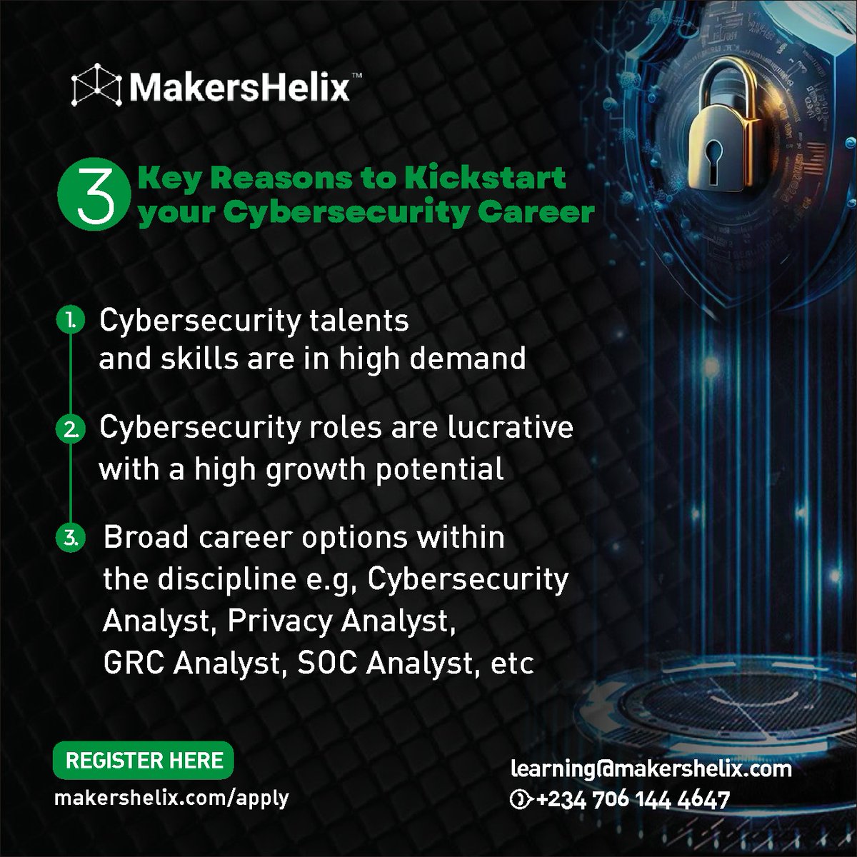 There's a paucity of skills in the cybersecurity industry. Our Cybersecurity Bootcamp offers practical, hands-on approach and offers graduates with instant and reusable skills they can apply to protect against the latest threats. Knowledge remains the first line of defence.