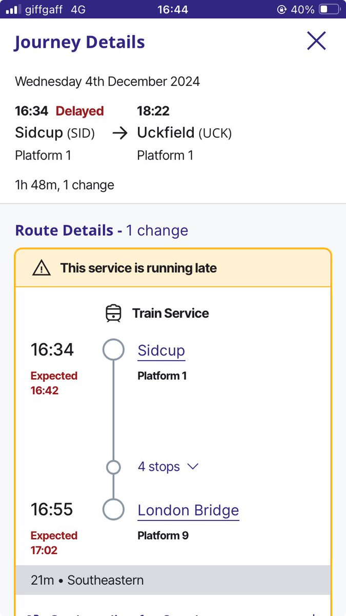 ⁦<a href="/Se_Railway/">Southeastern</a>⁩ why has this run through sidcup? I’ll miss my onward connection now