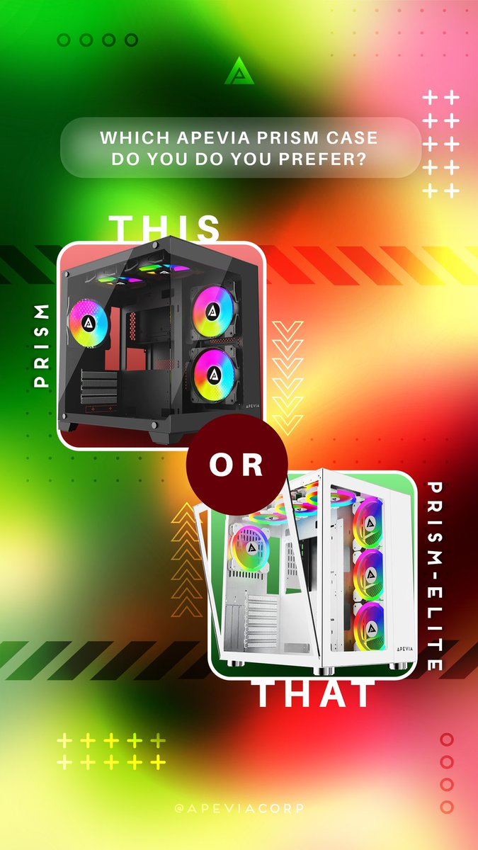 ApeviaCorp's tweet image. Which Apevia Prism Case do you prefer? 🤔 
#pcbuilding #pcbuilders #microatx #midtower #thisorthat