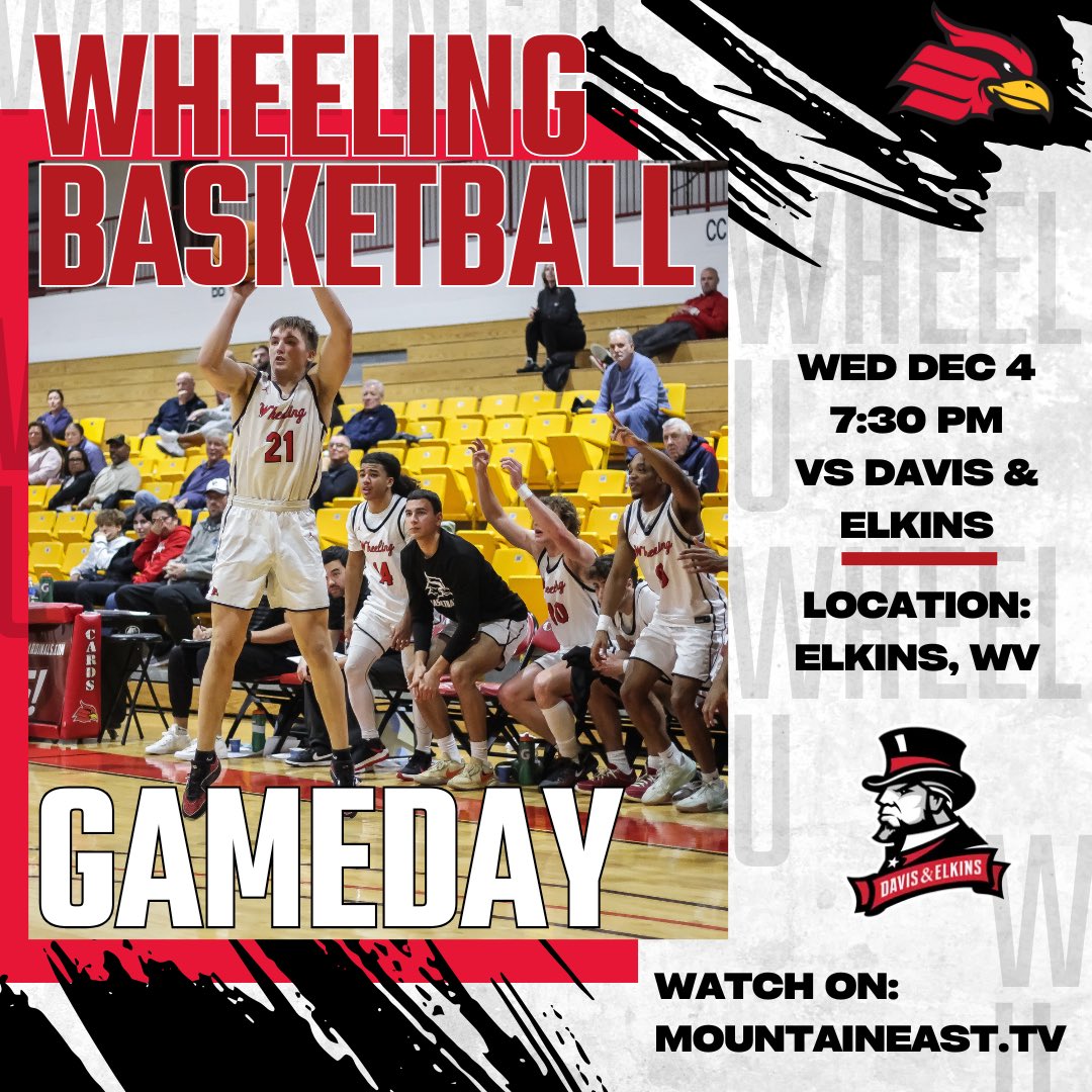 WU_MBB's tweet photo. 🚨 Gameday!

🆚 Davis &amp; Elkins
📍 Elkins, WV
⏳ Dec 4 7:30PM
📺 https://t.co/oFG9G2hwyk

#TheWheelingWay | #WheelU 🔴⚫️ https://t.co/4l3kW2Cg8R