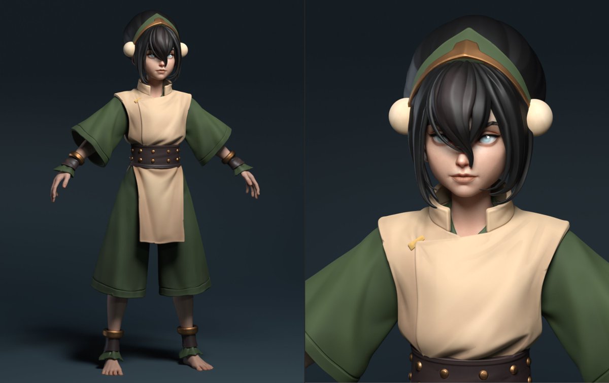 it has been awhile since I last posted her.
Here is a progress update of #Toph from #ATLA 
We are planning to do another passionate fanart project