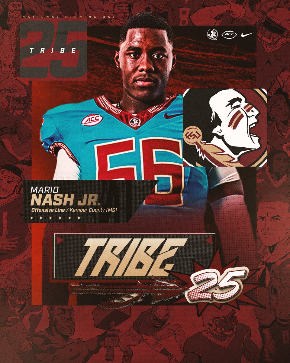 FSUFootball's tweet photo. A top-10 offensive tackle in the country has joined #Tribe25 - welcome to the #NoleFamily, @BigNash_77!

https://t.co/zdh624RvLN https://t.co/JakoYyy9Yu